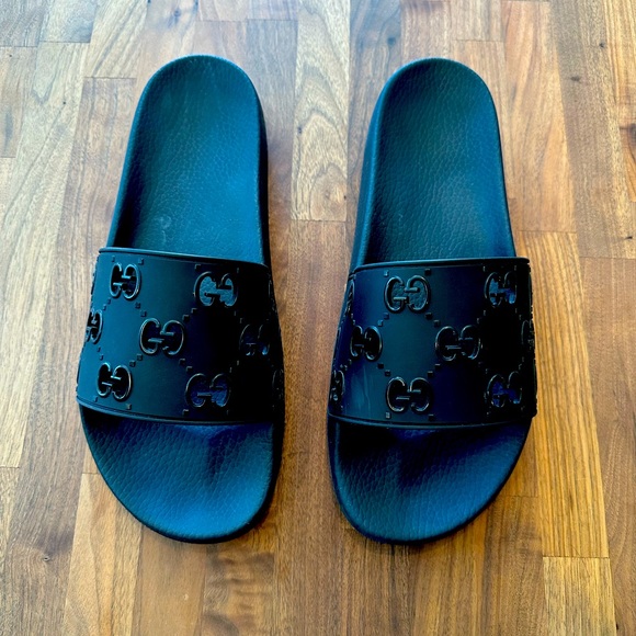 Gucci Shoes Mens Rubber Gg Slide Sandal Poshmark